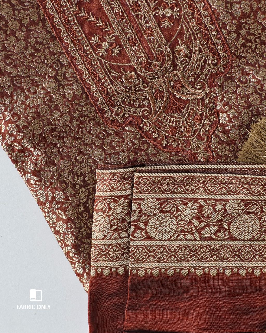Joyous Red Viscose Silk Jacquard Zari Elegance Craft
