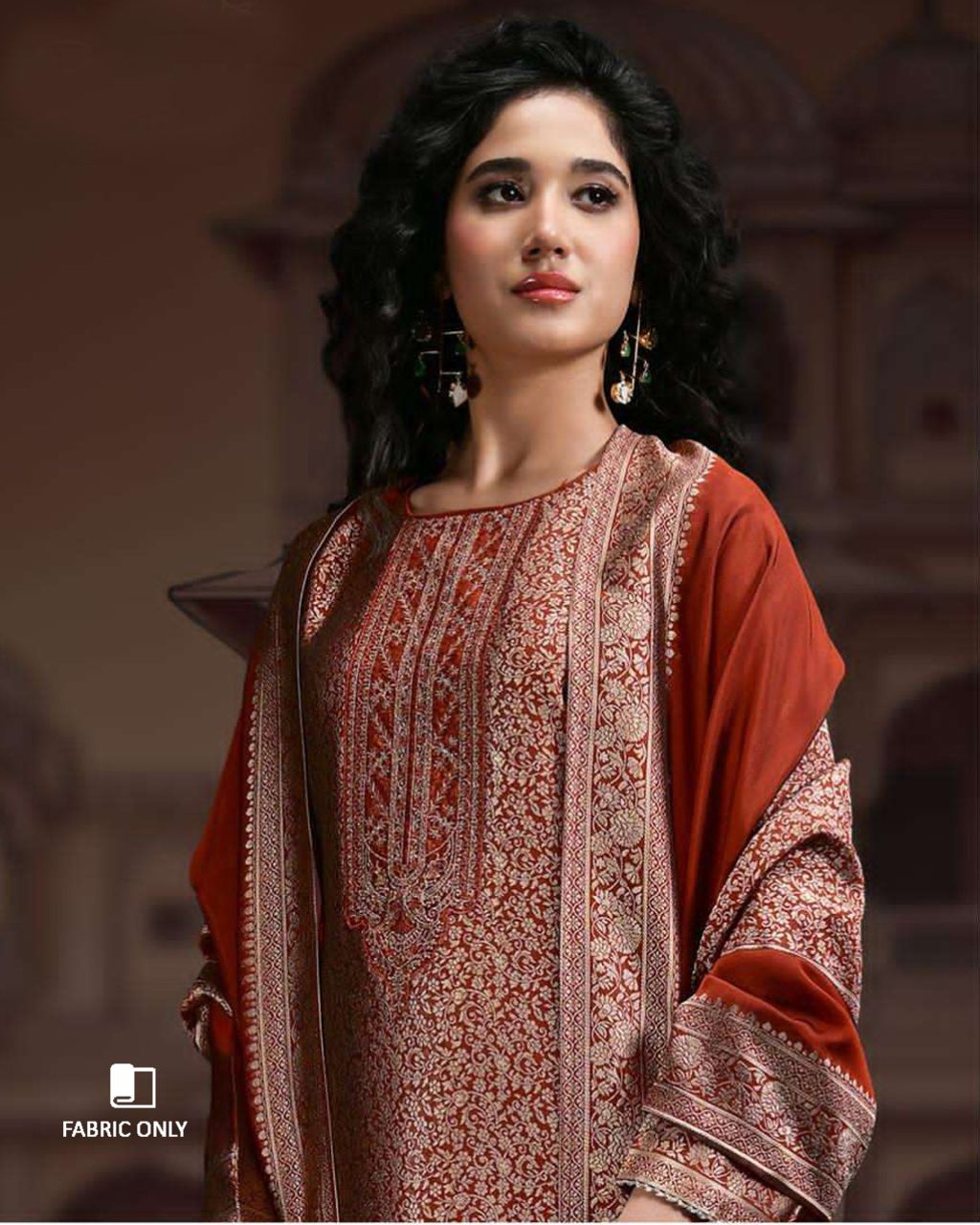 Joyous Red Viscose Silk Jacquard Zari Elegance Craft