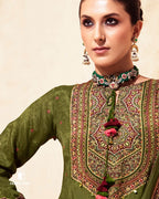Field Drab Green Bemberg Muslin Silk Khatli Crafted Regal Edit