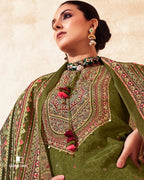 Field Drab Green Bemberg Muslin Silk Khatli Crafted Regal Edit