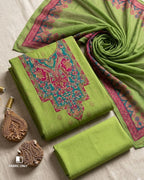 Jungle Vibes Green Jam Cotton With Khatli Hand Work Charm With Modern Prints