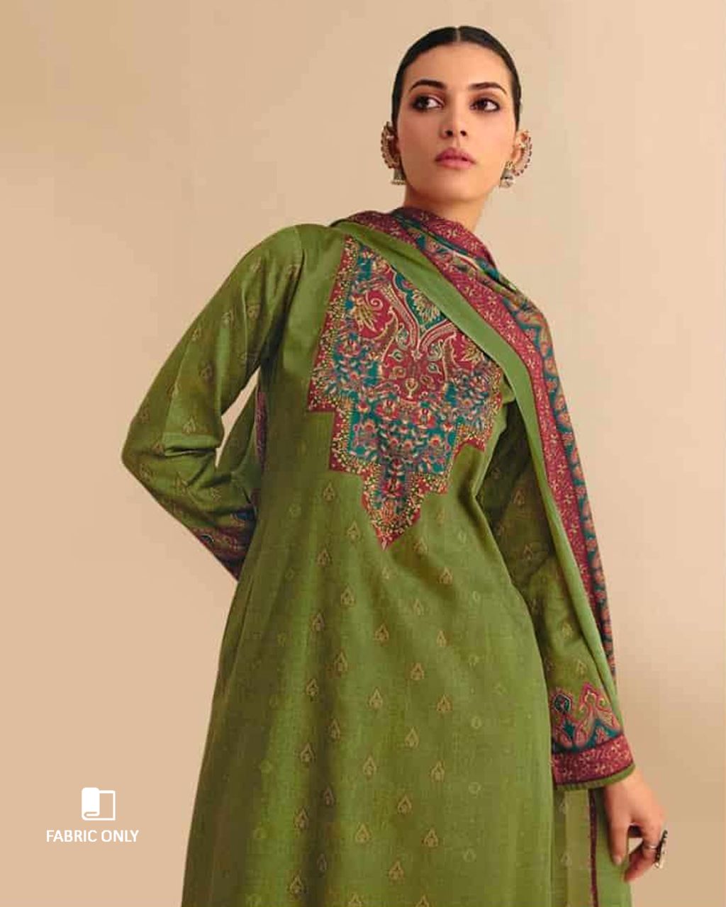 Jungle Vibes Green Jam Cotton With Khatli Hand Work Charm With Modern Prints