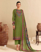 Jungle Vibes Green Jam Cotton With Khatli Hand Work Charm With Modern Prints