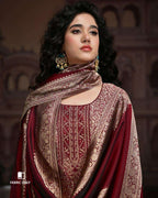 Maroon Oak Viscose Silk Jacquard Zari Regal Edit