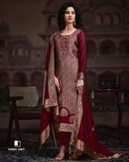 Maroon Oak Viscose Silk Jacquard Zari Regal Edit