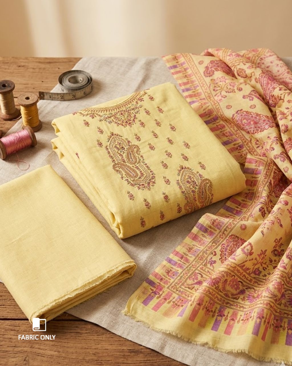 Sand Yellow Cambric Digital Print Contemporary Style Set