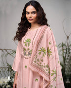 Rose Fog Pink Cotton Printed Crochet Lace Grace Set