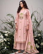 Rose Fog Pink Cotton Printed Crochet Lace Grace Set