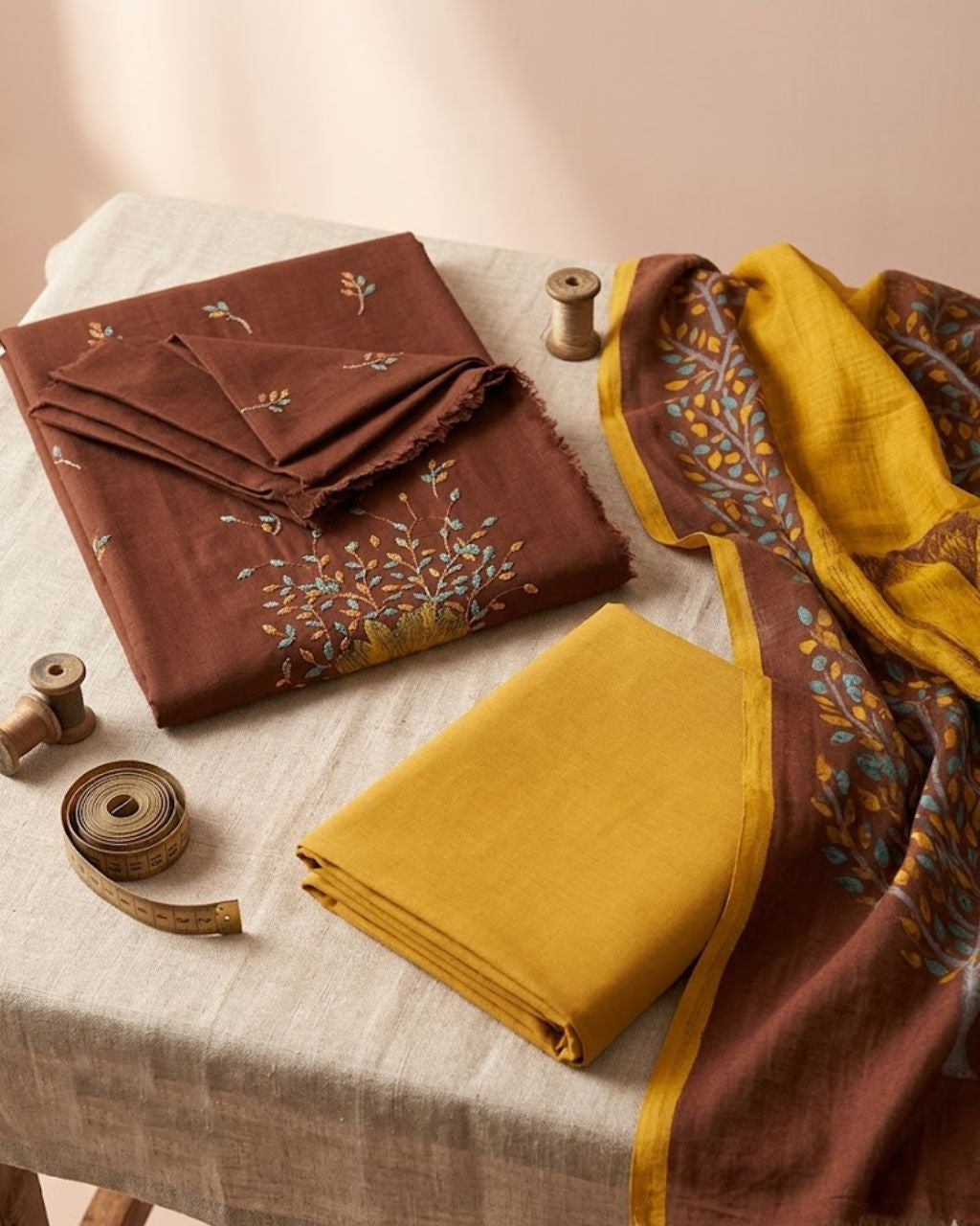Tempered Chocolate Pashmina Embroidered Luxe Wear