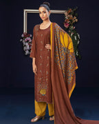 Tempered Chocolate Pashmina Embroidered Luxe Wear