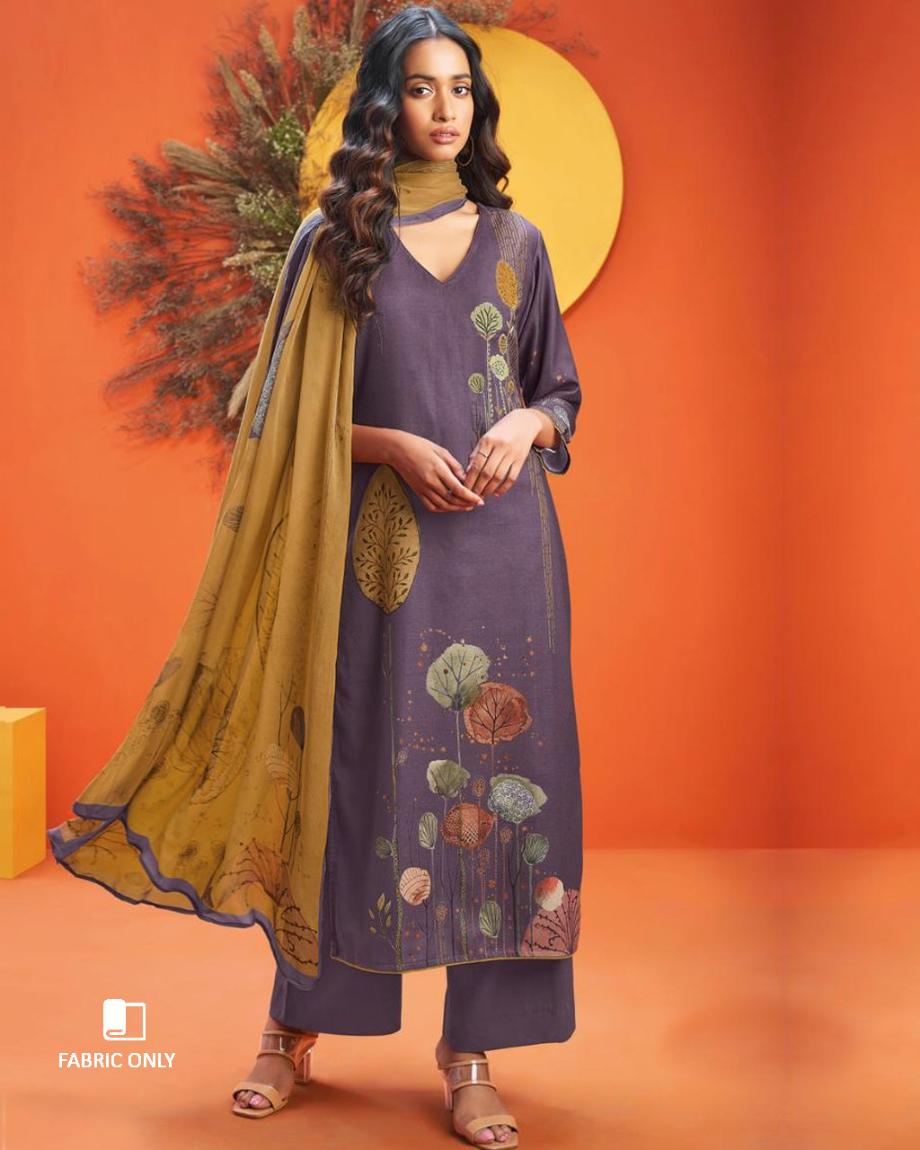 Hibernation Purple Premium Wool Pashmina Unstitched Dress Material