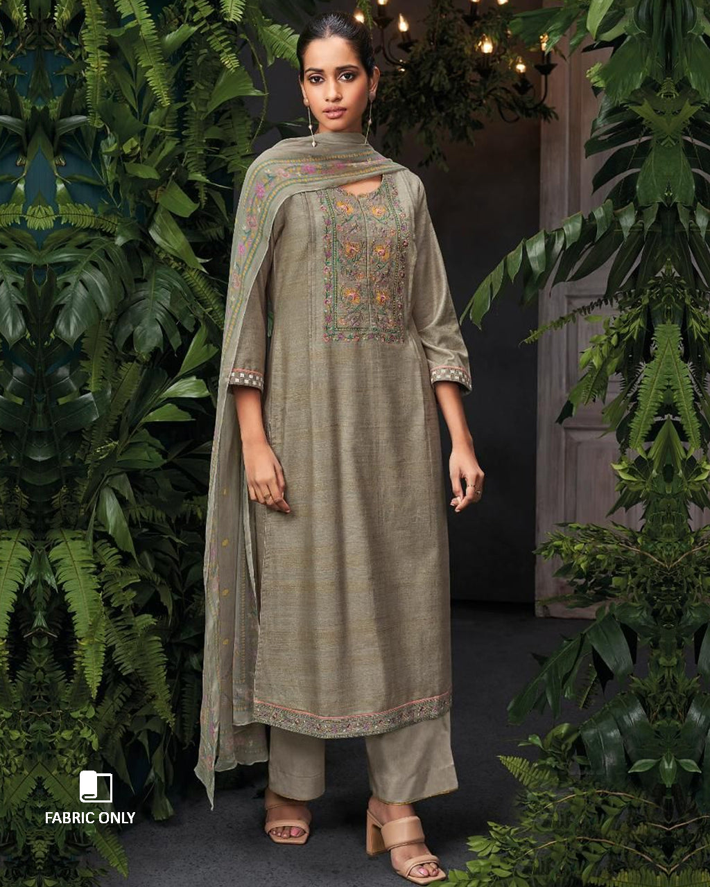 Lost Canyon Grey Premium Embroidery Unstitched Dress Material