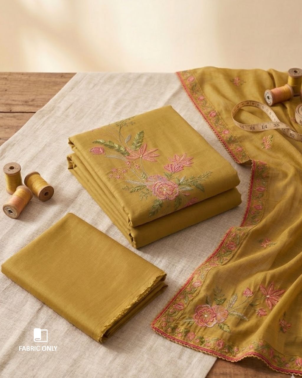 Reef Gold Ghazi Silk Heavy Embroidery Lace Work Elegance Redefined