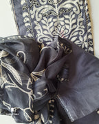 Shadow Warrior Black Premium Cotton & Chiffon Unstitched Dress Material