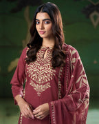 Wild Currant Maroon Cotton & Chiffon Artisan Lace Summer