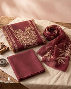 Wild Currant Maroon Cotton & Chiffon Artisan Lace Summer