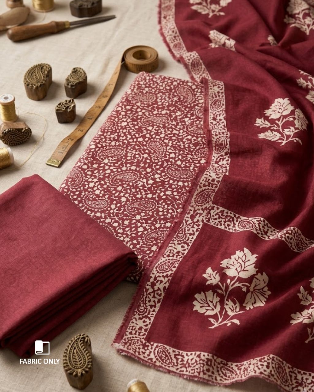 Maroon Oak Premium Cotton Printed Breezy Elegance