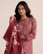 Maroon Oak Premium Cotton Printed Unstitched Dress Material
