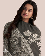 Waza Bear Grey Premium Cotton Printed Unstitched Dress Material