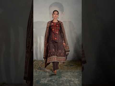 Secret Passage Viscose Jam Satin With Heavy Embroidery Work Unstitched Dress Material