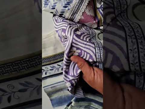 Wild Blue Yonder & White Lawn Cotton Unstitched Dress Material