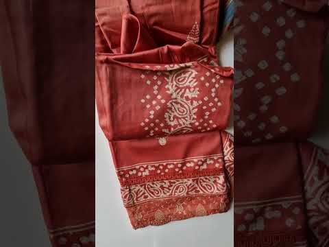 Deep Chestnut Brown Jam Cotton & Bemberg Chiffon Unstitched Dress Material