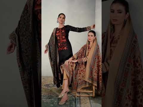 Petroleum Black Viscose Jam Satin With Heavy Embroidery Work Unstitched Dress Material