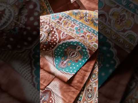 Glass Jar Blue & White Jam Cotton Discharge Print Unstitched Dress Material