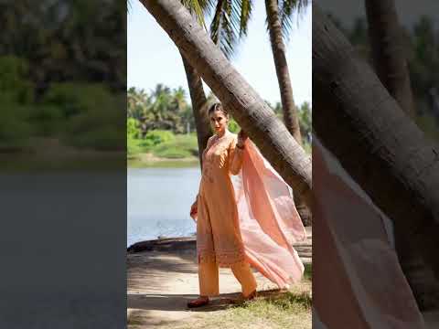 Ninjin Orange Cambric Digital Print Unstitched Designer Dress Fabric