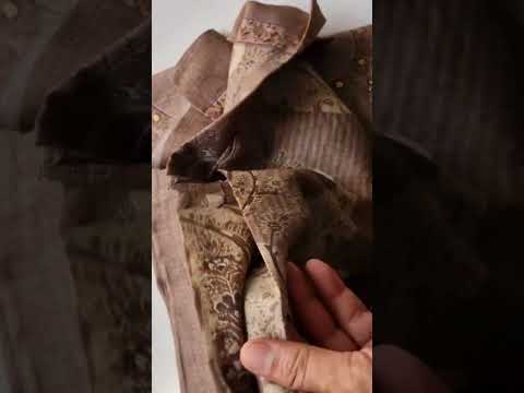 Cardamom Spice Brown Viscose Linen Digital Printed With Heavy Khatli Work