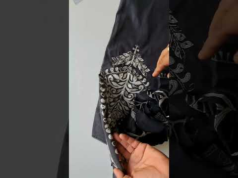 Shadow Warrior Black Premium Cotton & Chiffon Unstitched Dress Material