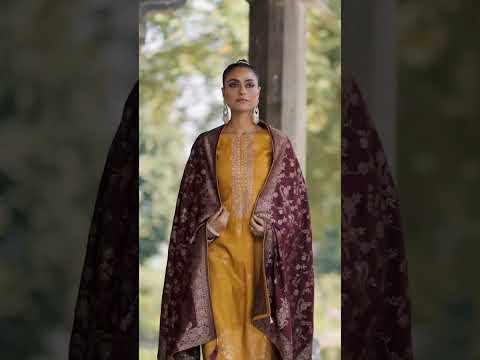 Auric Yellow Pure Viscose Pashmina Unstitched Designer Dress Material