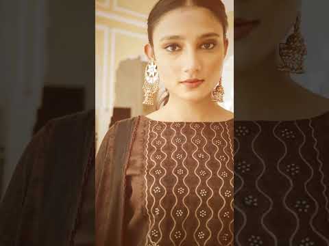 Ancient Lavastone Brown Pashmina Designer Print Unstitched Dress Material