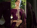 Plum Purple Viscose Pashmina With Heavy Embroidery Work Jacquard Unstitched Dress Material